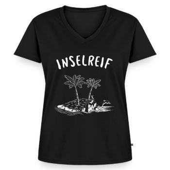 Inselreif Reif Für Die Insel - Frauen Premium Bio T-Shirt mit V-Ausschnitt - Schwarz - Vorne - AI Model Female 172 light (172cm)