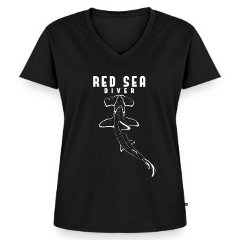 Tauchen Hammerhai Ägypten Urlaub - Frauen Premium Bio T-Shirt mit V-Ausschnitt - Schwarz - Vorne - AI Model Female 172 light (172cm)