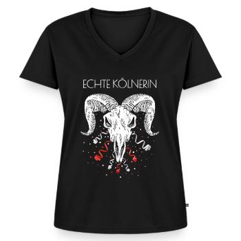Echte Kölnerin Köln Cologne Colonia Fußballfan - Frauen Premium Bio T-Shirt mit V-Ausschnitt - Schwarz - Vorne - AI Model Female 172 light (172cm)