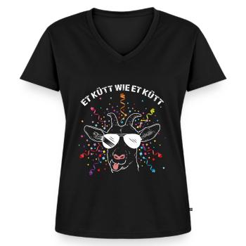 Et kütt wie et kütt Karneval Konfetti Fasching - Frauen Premium Bio T-Shirt mit V-Ausschnitt - Schwarz - Vorne - AI Model Female 172 light (172cm)