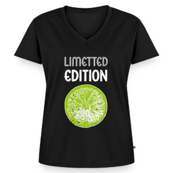 Édition Limetted Citron vert agrumes Fruits tropicaux - T-shirt encolure en V Premium bio Femme - noir - Devant - AI Model Female 172 light (172cm)
