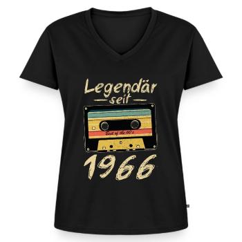 Legendär seit 1966 Geburtstag Geschenk Kassette - Frauen Premium Bio T-Shirt mit V-Ausschnitt - Schwarz - Vorne - AI Model Female 172 light (172cm)
