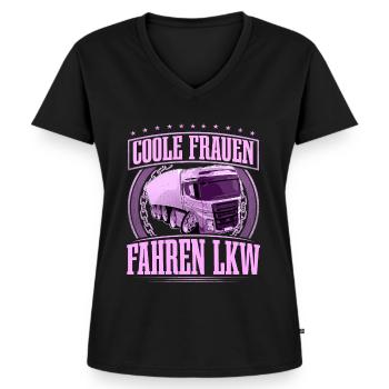 LKW Fahrerin - Frauen Premium Bio T-Shirt mit V-Ausschnitt - Schwarz - Vorne - AI Model Female 172 light (172cm)