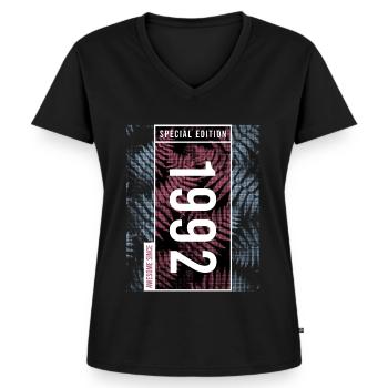 Special Edition 1992 Birthday Urban Graphic - Women's Premium Organic V-neck T-shirt - black - Front - AI Model Female 172 light (172cm)