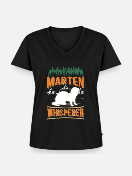 Marder Flüsterer Baummarder - Frauen Premium Bio T-Shirt mit V-Ausschnitt - Schwarz