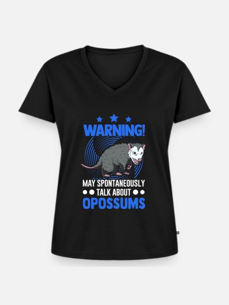 Opossum Geschenk Possum Beutelratte - Frauen Premium Bio T-Shirt mit V-Ausschnitt - Schwarz
