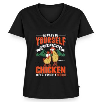Poulet Élevage de poulet Éleveur de poulet - T-shirt encolure en V Premium bio Femme - noir - Devant - AI Model Female 172 light (172cm)