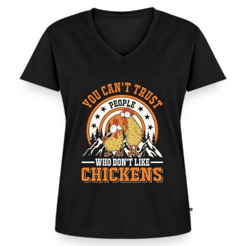 Poulet Élevage de poulet Éleveur de poulet - T-shirt encolure en V Premium bio Femme - noir - Devant - AI Model Female 172 light (172cm)