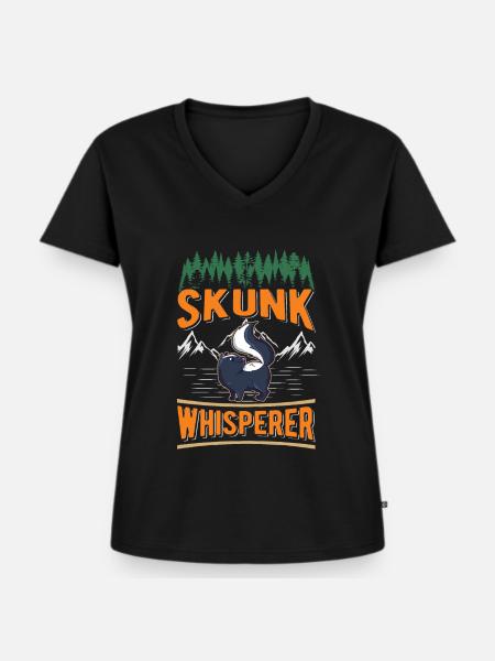 Skunk Whisperer Stinktier - Frauen Premium Bio T-Shirt mit V-Ausschnitt - Schwarz