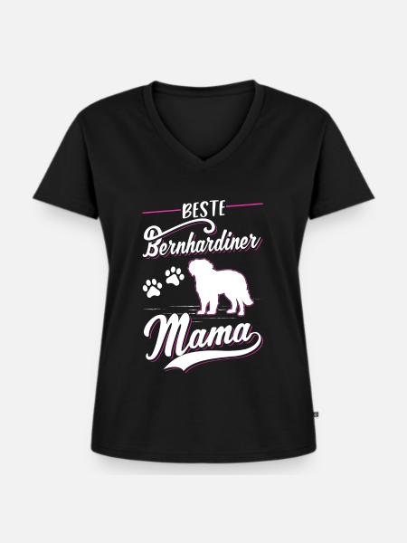 Beste Bernhardiner Mama - Frauen Premium Bio T-Shirt mit V-Ausschnitt - Schwarz
