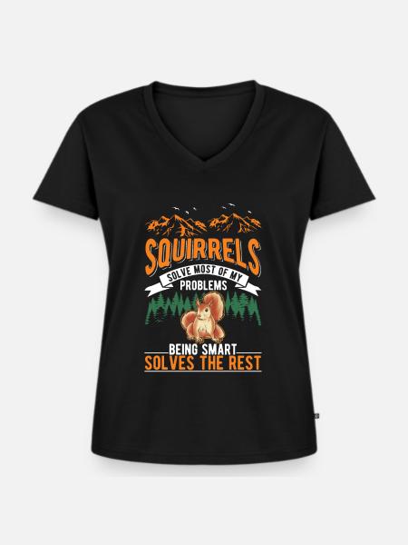 Eichhörnchen Geschenk Grauhörnchen Squirrel - Frauen Premium Bio T-Shirt mit V-Ausschnitt - Schwarz