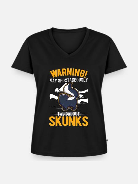 Warnung Stinktier Besitzer Skunk - Frauen Premium Bio T-Shirt mit V-Ausschnitt - Schwarz