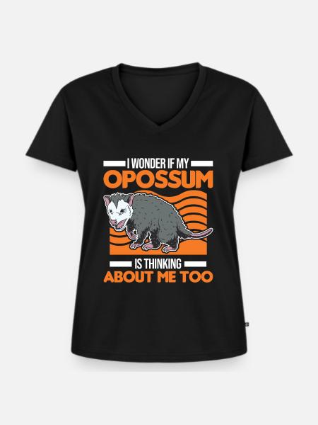 Opossum Possum Beutelratte - Frauen Premium Bio T-Shirt mit V-Ausschnitt - Schwarz