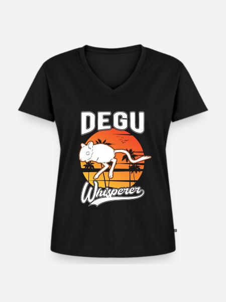 Degu Flüsterer Degu Whisperer - Frauen Premium Bio T-Shirt mit V-Ausschnitt - Schwarz