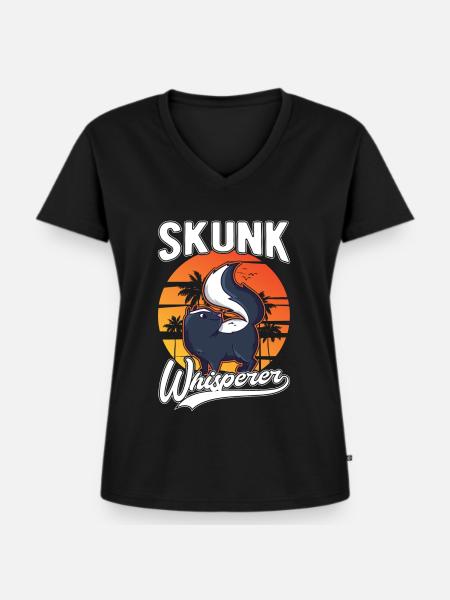 Skunk Whisperer Stinktier - Frauen Premium Bio T-Shirt mit V-Ausschnitt - Schwarz