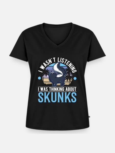 Stinktier Geschenk Skunk - Frauen Premium Bio T-Shirt mit V-Ausschnitt - Schwarz