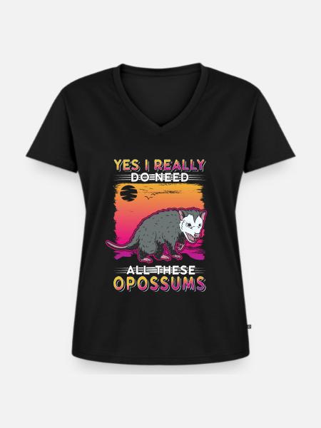 Opossum Geschenk Possum Beutelratte - Frauen Premium Bio T-Shirt mit V-Ausschnitt - Schwarz