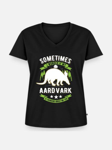 Erdferkel Geschenk Aardvark - Frauen Premium Bio T-Shirt mit V-Ausschnitt - Schwarz