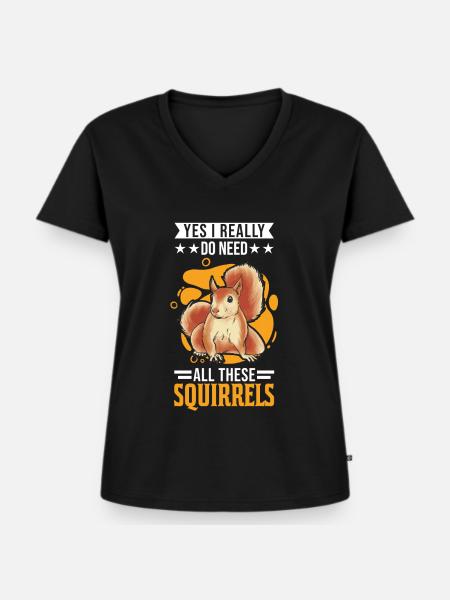 Eichhörnchen Geschenk Grauhörnchen Squirrel - Frauen Premium Bio T-Shirt mit V-Ausschnitt - Schwarz