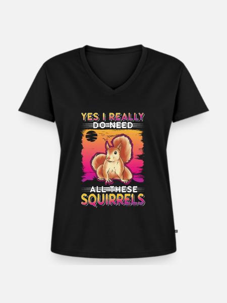 Eichhörnchen Geschenk Grauhörnchen Squirrel - Frauen Premium Bio T-Shirt mit V-Ausschnitt - Schwarz