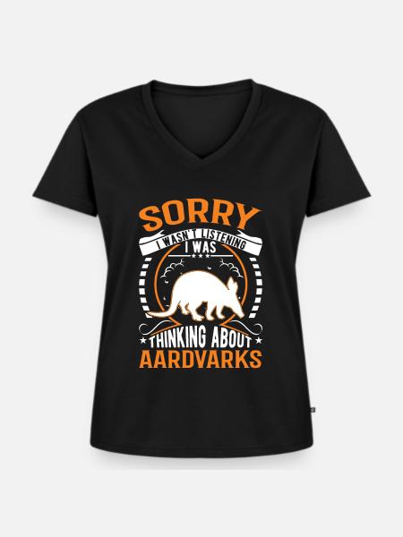Erdferkel Geschenk Aardvark - Frauen Premium Bio T-Shirt mit V-Ausschnitt - Schwarz