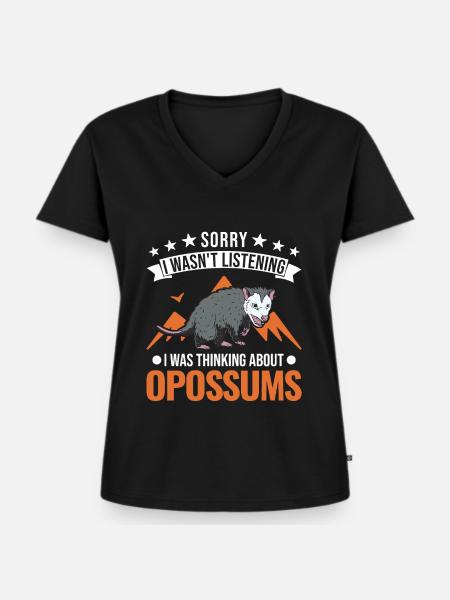 Opossum Geschenk Possum Beutelratte - Frauen Premium Bio T-Shirt mit V-Ausschnitt - Schwarz