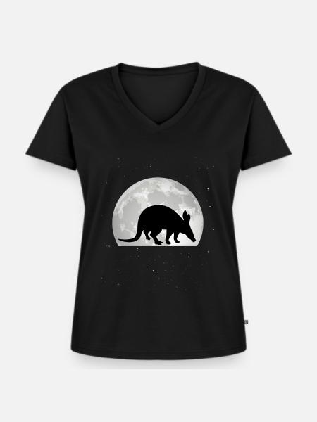 Erdferkel Mond - Frauen Premium Bio T-Shirt mit V-Ausschnitt - Schwarz