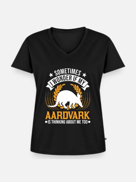 Erdferkel Geschenk Aardvark - Frauen Premium Bio T-Shirt mit V-Ausschnitt - Schwarz
