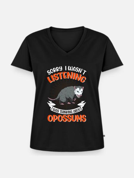 Opossum Geschenk Possum Beutelratte - Frauen Premium Bio T-Shirt mit V-Ausschnitt - Schwarz