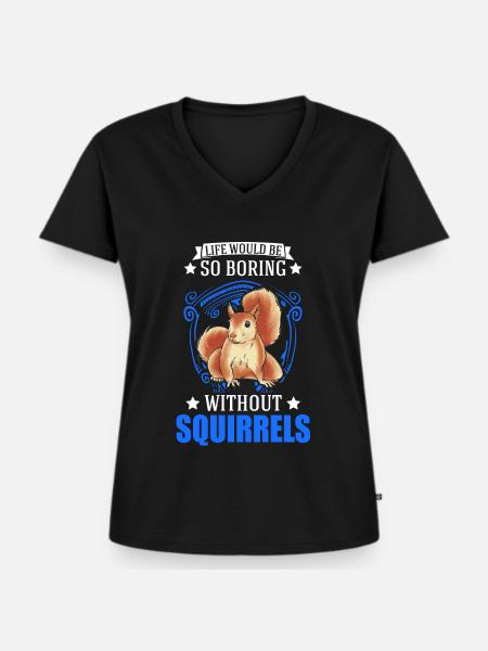 Eichhörnchen Geschenk Squirrel Grauhörnchen - Frauen Premium Bio T-Shirt mit V-Ausschnitt - Schwarz