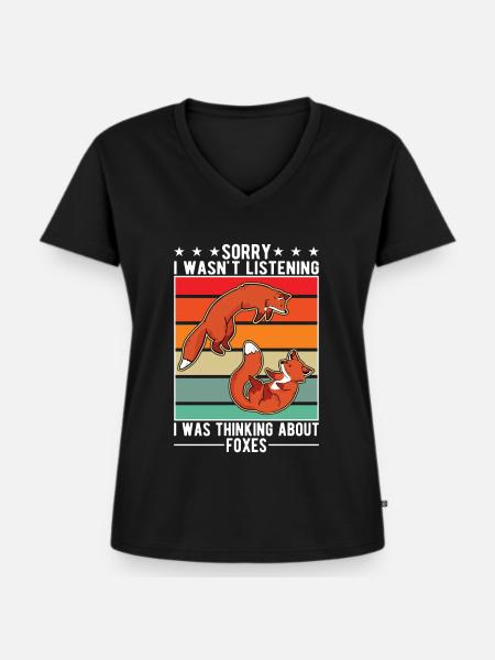 Fuchs Geschenk Rotfuchs - Frauen Premium Bio T-Shirt mit V-Ausschnitt - Schwarz