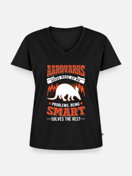 Erdferkel Geschenk Aardvark - Frauen Premium Bio T-Shirt mit V-Ausschnitt - Schwarz