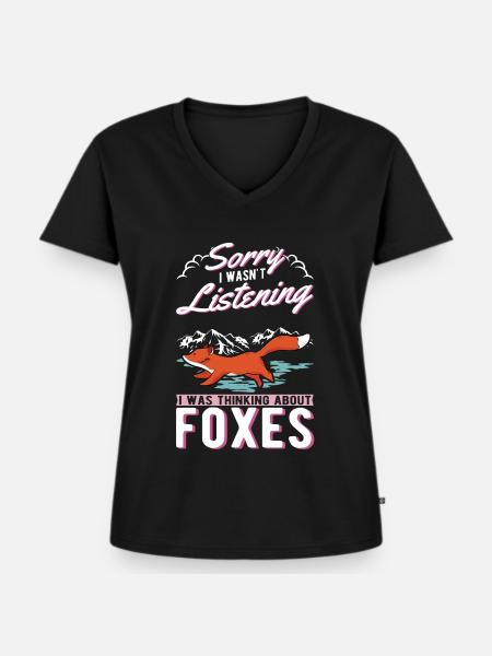 Fuchs Geschenk Rotfuchs - Frauen Premium Bio T-Shirt mit V-Ausschnitt - Schwarz