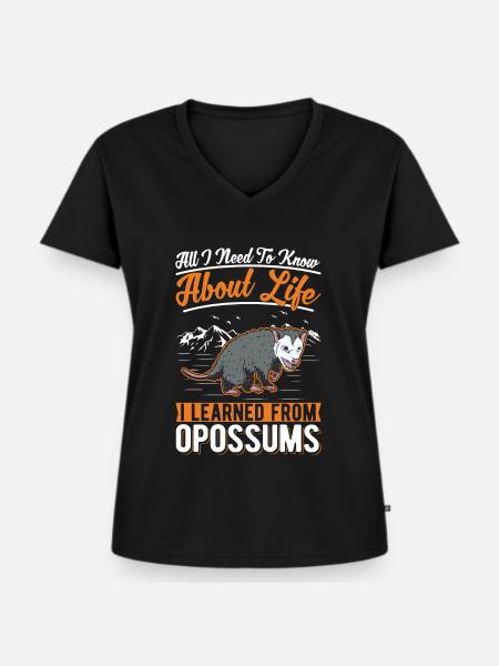 Opossum Possum Beutelratte - Frauen Premium Bio T-Shirt mit V-Ausschnitt - Schwarz