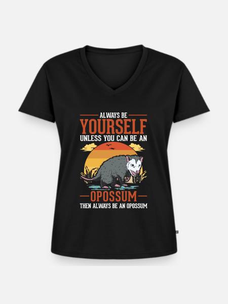 Opossum Geschenk Possum Beutelratte - Frauen Premium Bio T-Shirt mit V-Ausschnitt - Schwarz
