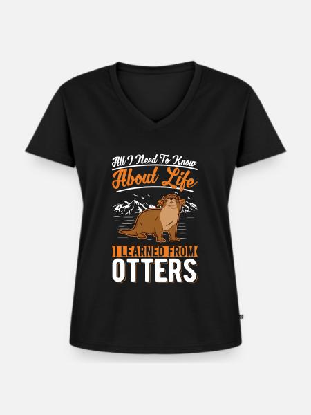 Otter Fischotter Seeotter - Frauen Premium Bio T-Shirt mit V-Ausschnitt - Schwarz