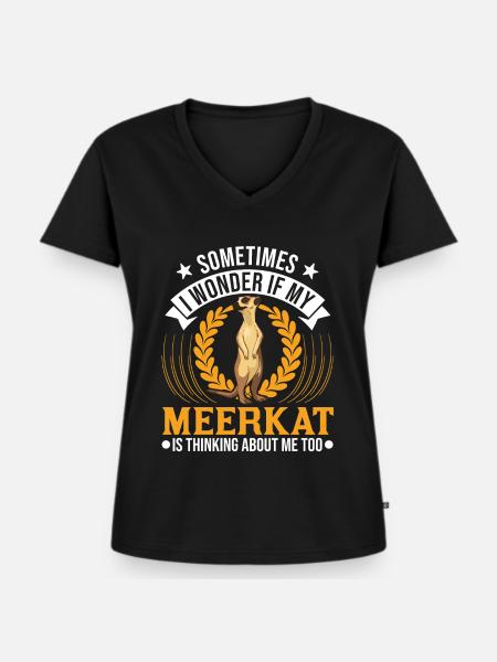 Erdmännchen Surikat Meerkat - Frauen Premium Bio T-Shirt mit V-Ausschnitt - Schwarz