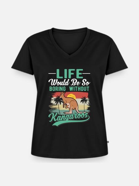 Australisches Känguru Australien Kangaroo - Frauen Premium Bio T-Shirt mit V-Ausschnitt - Schwarz