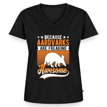 Aardvark Gift Aardvark - Women's Premium Organic V-neck T-shirt - black - Front - AI Model Female 172 light (172cm)