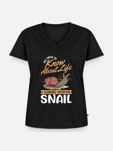 Schnecke Geschenk Weinbergschnecke - Frauen Premium Bio T-Shirt mit V-Ausschnitt - Schwarz