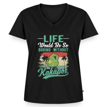Kakapo Oiseau Perroquet de nuit - T-shirt encolure en V Premium bio Femme - noir - Devant - AI Model Female 172 light (172cm)
