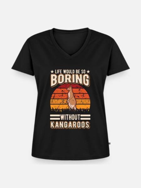 Australisches Känguru Australien Kangaroo - Frauen Premium Bio T-Shirt mit V-Ausschnitt - Schwarz