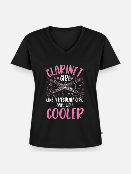 Klarinette Mädchen Klarinettistin - Frauen Premium Bio T-Shirt mit V-Ausschnitt - Schwarz