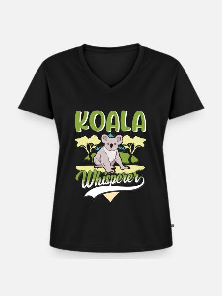 Koala Flüsterer Koalabär - Frauen Premium Bio T-Shirt mit V-Ausschnitt - Schwarz