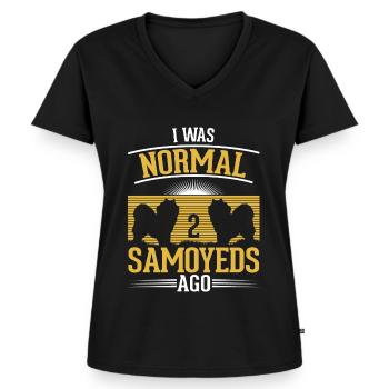 Samoyed Sled Dog Samoyed - Women's Premium Organic V-neck T-shirt - black - Front - AI Model Female 172 light (172cm)