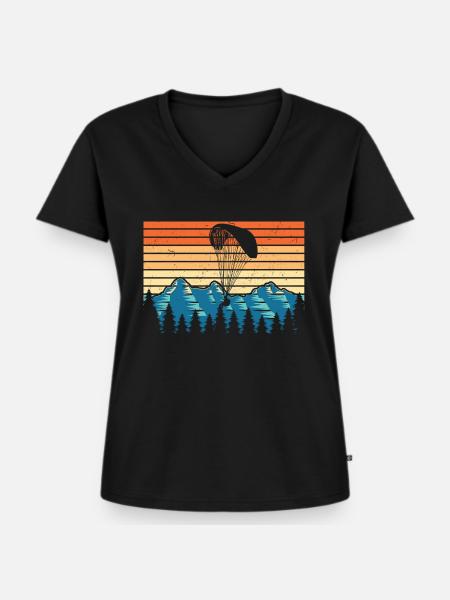 Paragliding - Frauen Premium Bio T-Shirt mit V-Ausschnitt - Schwarz