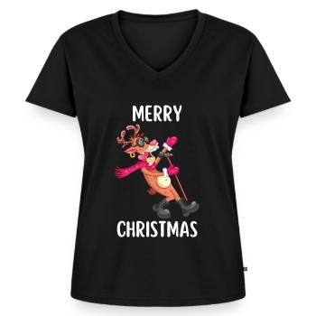Merry Christmas Lustiges Weihnachtsshirt - Frauen Premium Bio T-Shirt mit V-Ausschnitt - Schwarz - Vorne - AI Model Female 172 light (172cm)