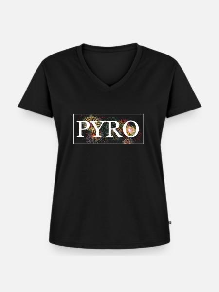 PYRO Feuerwerk Pyrotechniker - Frauen Premium Bio T-Shirt mit V-Ausschnitt - Schwarz