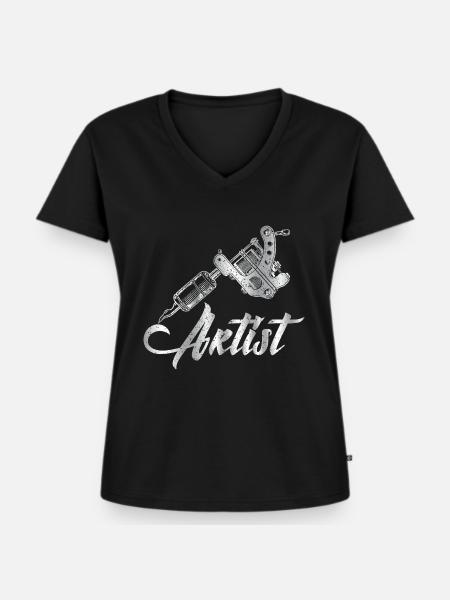 Tattoo - Frauen Premium Bio T-Shirt mit V-Ausschnitt - Schwarz
