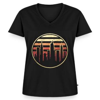 Ville Urbaine Vintage Graphique Ville - T-shirt encolure en V Premium bio Femme - noir - Devant - AI Model Female 172 light (172cm)